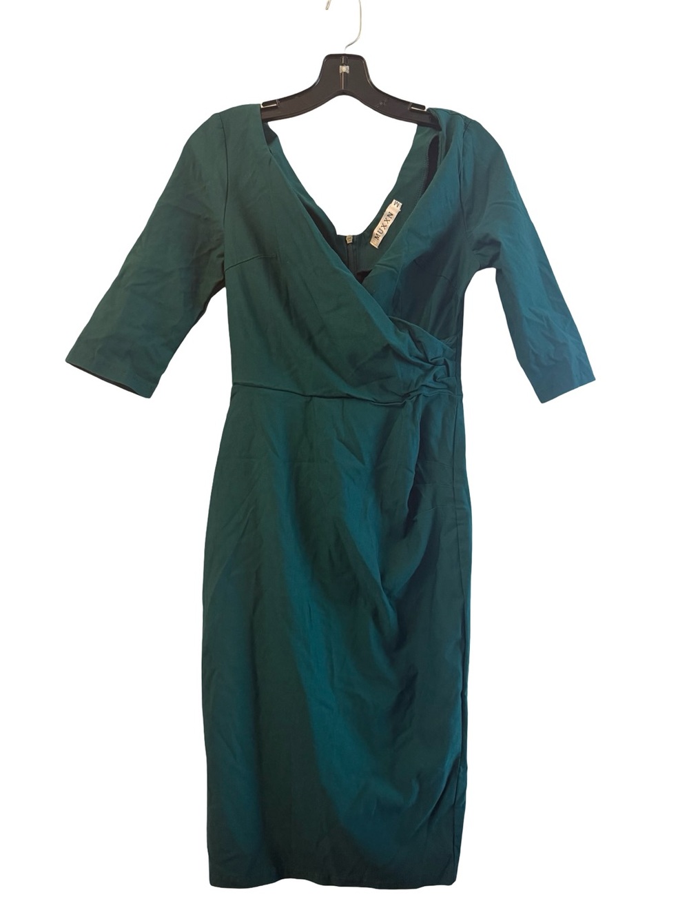 MUXXN M Women's Teal Wrap Sheath Dress by Unknown Brand